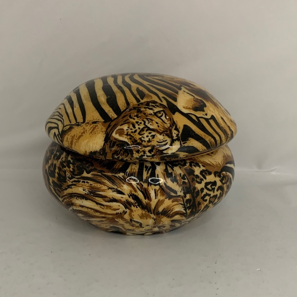 LaVie Decoupaged African Animals Trinket Box.